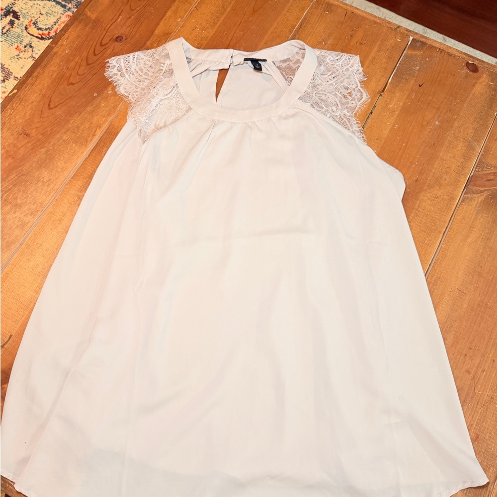 Torrid Cream Lace Accent Blouse